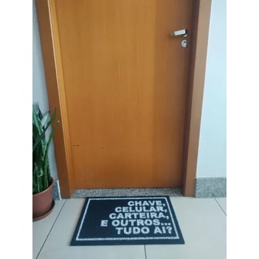 Tapete Capacho Lembrete: Chave, Celular, Carteira, Tudo Aí?