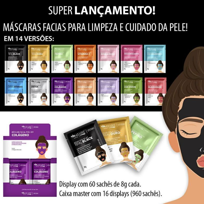 Máscara Para Limpeza Facial Skin Care - Max Love-LANÇAMENTO/PROMOÇÃO