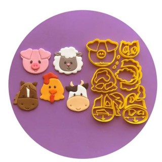 Kit Cortador Animais Fazenda Pasta Americana Biscuit 4cm