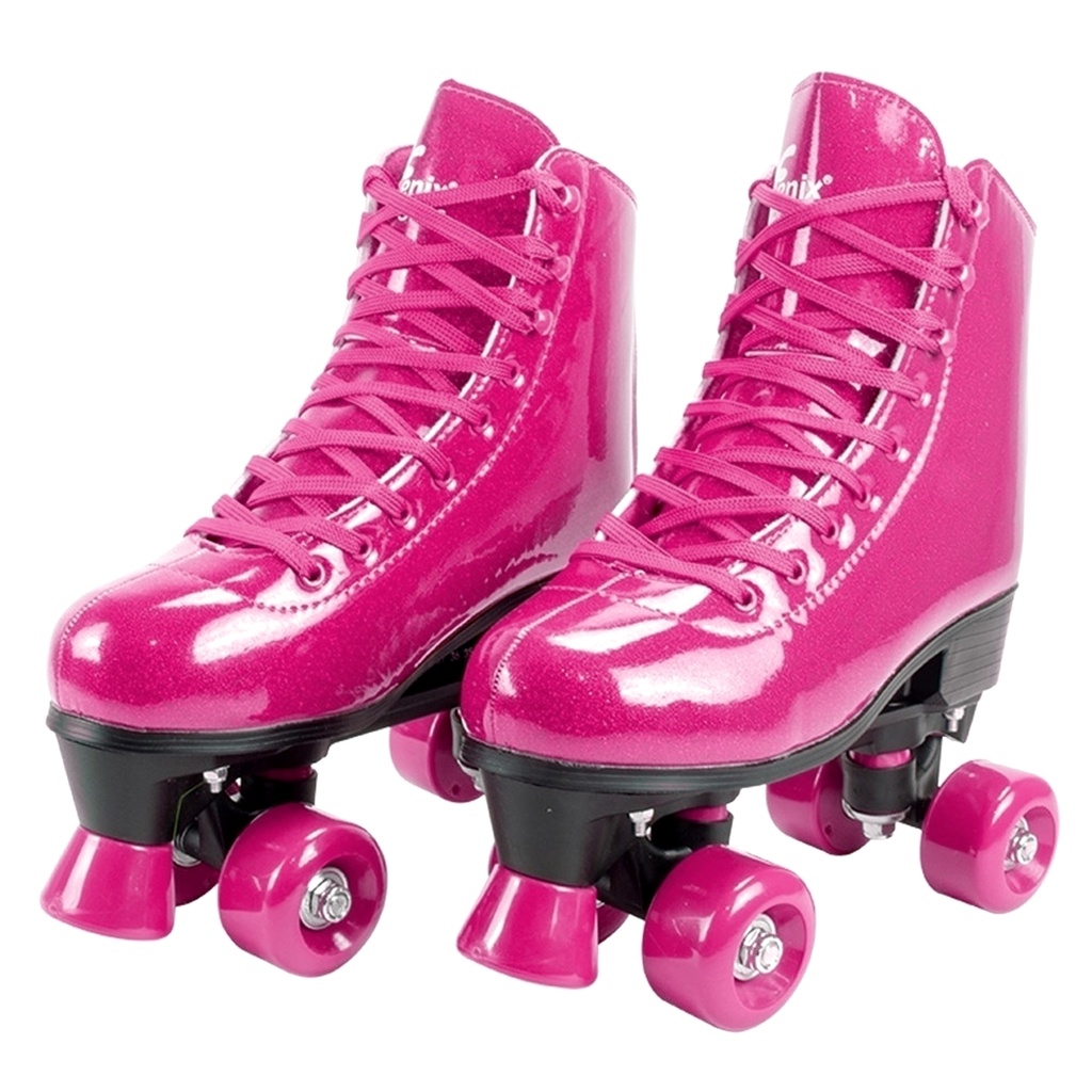 Patins Brilhante Fênix Quad Roller Ajustável Retrô Glitter Rosa Ou Azul - Fênix Brinquedos
