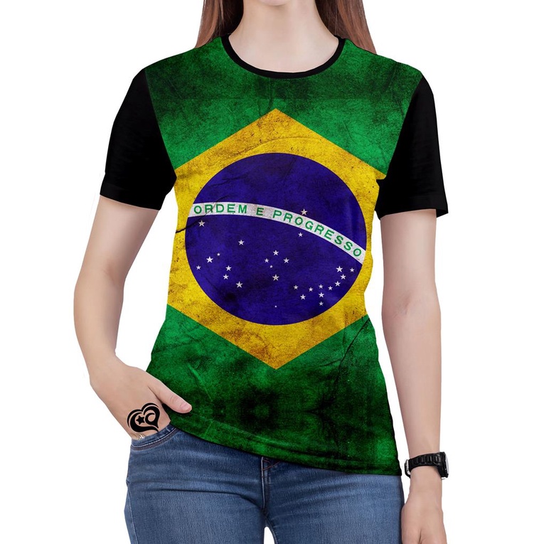 Camiseta da Bandeira Brasil PLUS SIZE Feminina Blusa