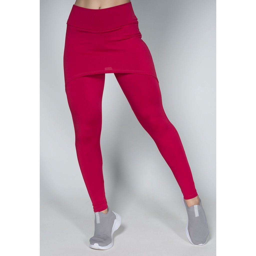 Promoção Calça Legging Fitness WLS Modas Saia Cós Alto Moda Suplex Lisa Academia Tapa Bumbum