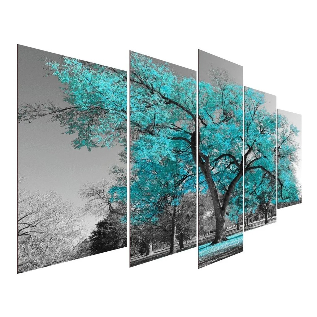 Quadro Decorativo Mosaico 5 Peças Árvore Da Vida Progenitora Ipê Ypê Para Sala Quarto Cozinha Promoção Delicado Colorido Abstrato Paisagem Desenho Personalizado Cores