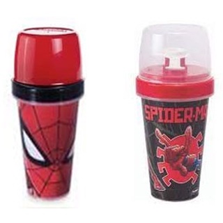 Mini Shakeira Infantil Com Tampa Misturador, Fechamento Rosca Homem Aranha 320ml - Plasutil