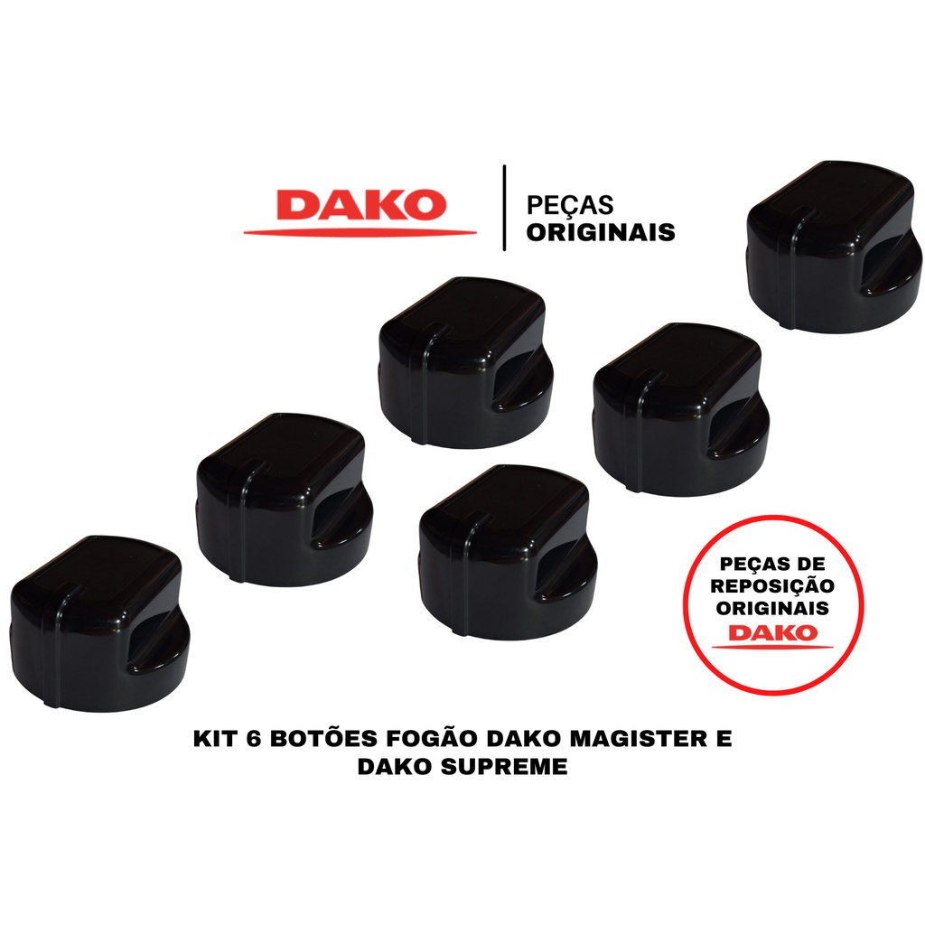 BOTOES FOGÃO DAKO MAGISTER E DAKO SUPREME KIT 6 PÇS BOTÕES 100 % ORIGINAIS DAKO