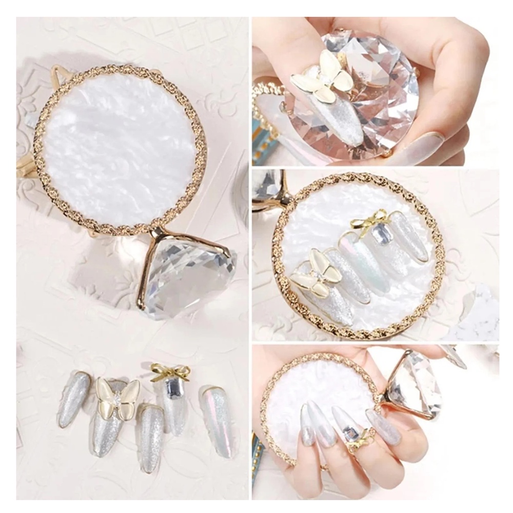 Paleta Exibição Unhas Anel Diamante Luxo Mistura Gel Nail Art Foto Fundo Profissional Pronta Entrega