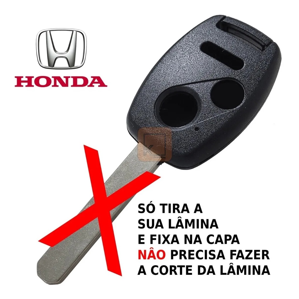 Capa Chave Honda, Carcaça Chave Honda, Civic, City, Fit