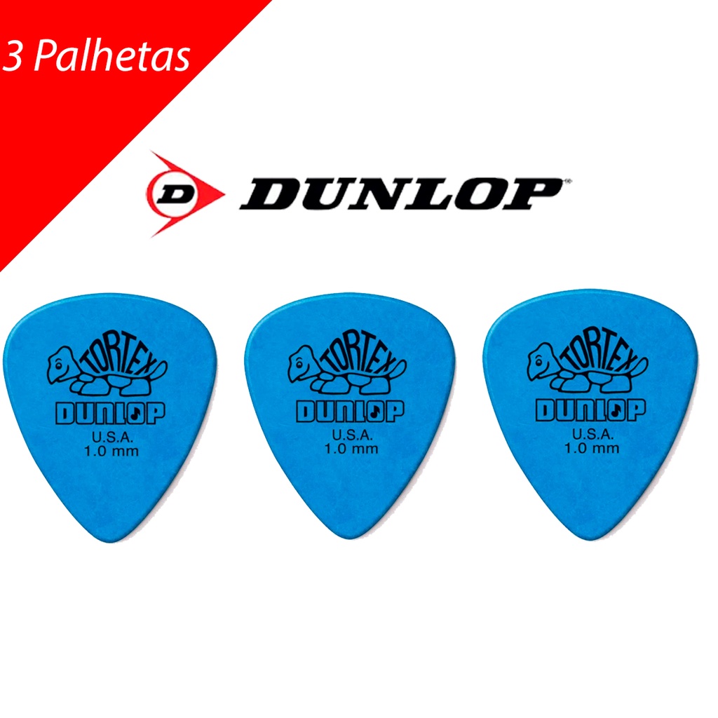 Kit com 3 Palhetas Tortex Standard Azul 418P Dunlop - 1.00mm