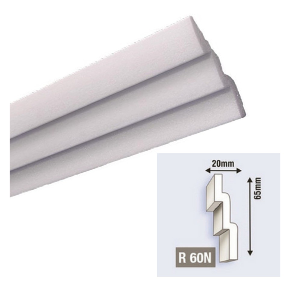 Kit 16 Metros - Moldura Roda Teto R60n ( barras de um metro)