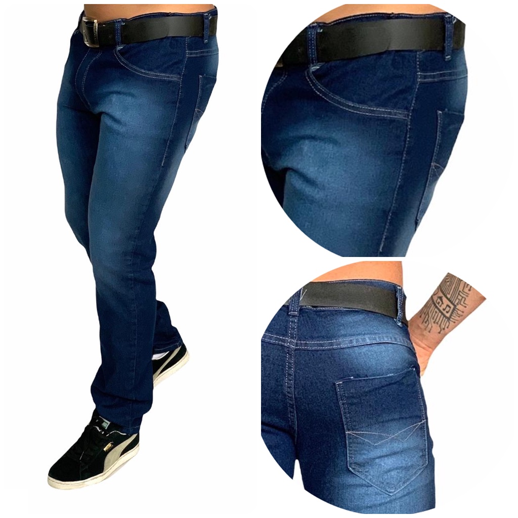 Calça Jeans Ou Sarja Masculina Básica Bolso Embutido Chapado
