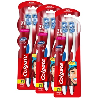 Kit 6 Escovas Dentais Colgate 360º Luminous White em Oferta na Shopee