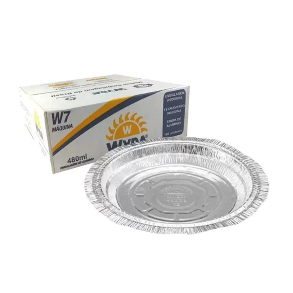 Caixa Marmitex Alumínio W7M Wyda 480ml com 100 unidades
