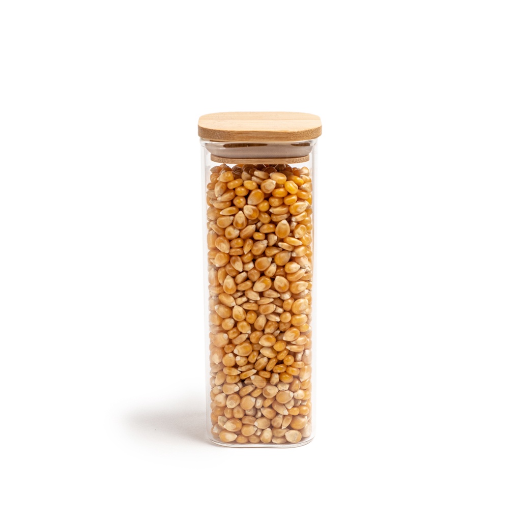 Pote De Vidro Mantimentos Quadrado Flat 400ml Tampa Bambu - Oikos em Oferta na Shopee