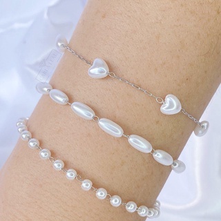 Pulseira Pérolas em Aço Inox