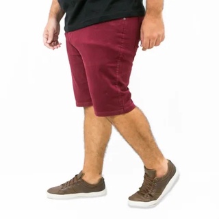 Bermuda Masculina Jeans Sarja Com Lycra Colorida Plus Size Tamanho Grande Algodão Com elastano em Oferta na Shopee