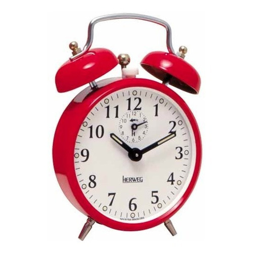 Despertador Cordas Antigo Alarme Forte Metal Vermelho 2208