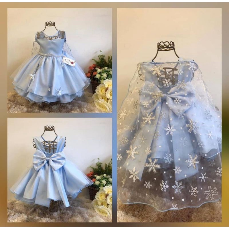 Vestido de Festa Infantil Frozen Com Capa Fantasia 1 a 12 anos Frozen 2 Elsa