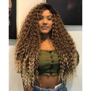 Cabelo na Tela 300 Gramas 80cm 9 Telas Cacheado 100% Orgânico RÁPIDO ENVIO