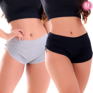 Kit 2 Calcinha Short Algodão Penteado Bombom em Oferta na Shopee