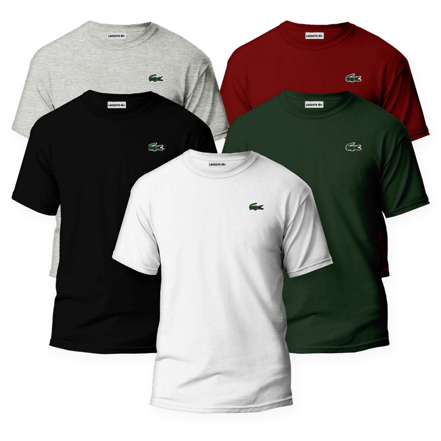 KIT 5 CAMISAS LACOSTE MASCULINA CROCO BASIC 100%ALGODÃO | Shopee Brasil
