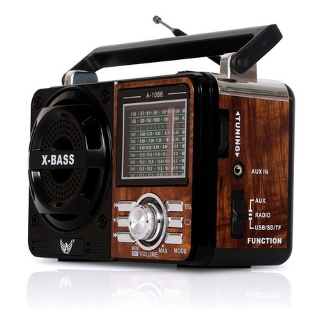 Rádio A Pilha E Tomada Am Fm Sw Pendrive Com Sd Radinho Usb Bateria Recarregável Longa Duração