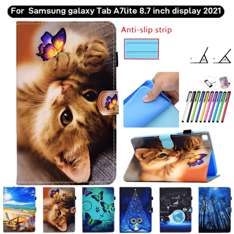 Para Samsung Galaxy Tab A7 Lite 8.7 SM-T220 T225 Carteira Magnética Com Compartimento Cartão Capa Protetora De Inteligente