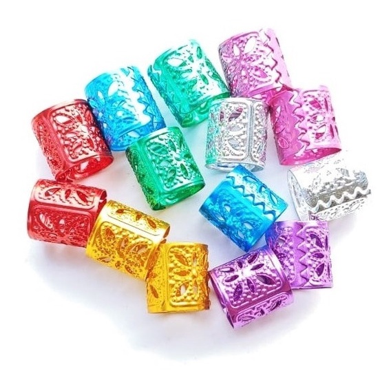 kit 200 Anel Para Trança Regulável Box Braids E Dreads Coroa tubo cano cabelo Dourado, Prata e Colorido em Oferta na Shopee