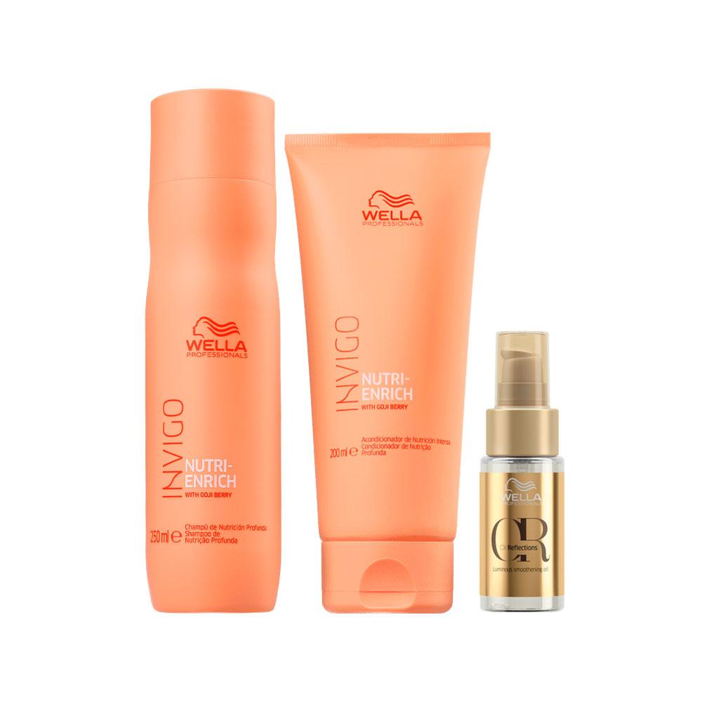 Kit Wella Pro Invigo Enrich Sh 250 Ml + Cd 200ml + Oil 30 Ml em Oferta na Shopee