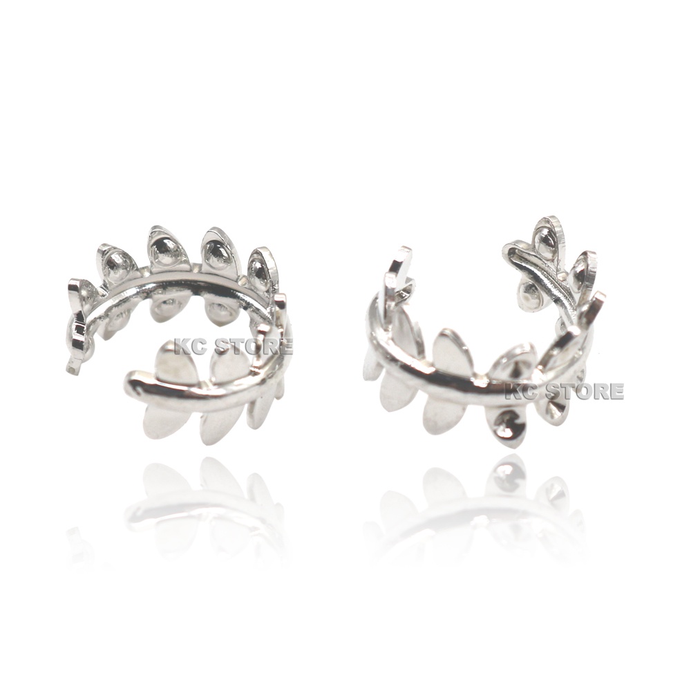 brinco piercing falso feminino auricular prata folha cartilagem fake para orelha piercing pressão argola feminina