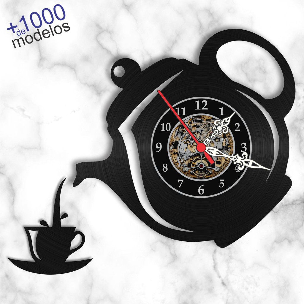 Relógio de Parede Disco Vinil LP ilustrado Xícara Bule Café Chá Chimarrão Cozinha Presente Criativo Dia das Mães Natal em Oferta na Shopee