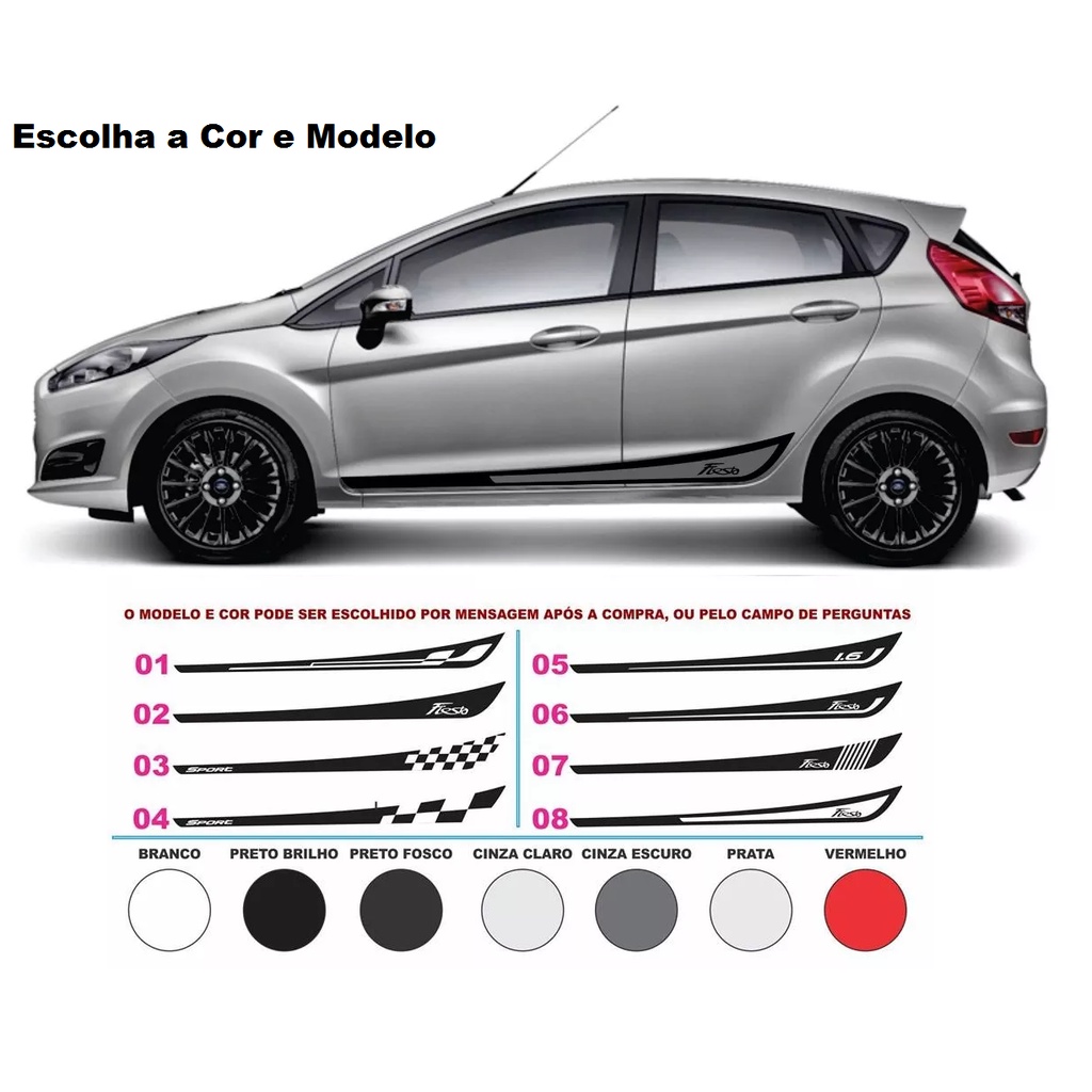 Kit De Adesivos Laterais Novo New Fiesta Hatch / Sedan | Shopee Brasil