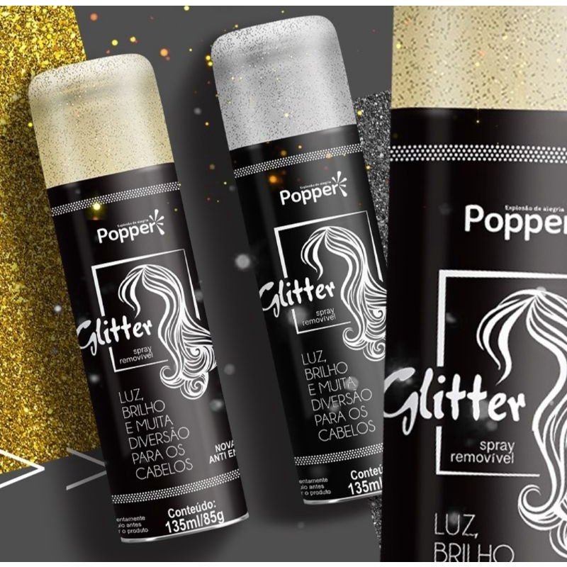 Spray de Glitter Popper Modinha para Roupa, Maquiagem e Corpo 135ml