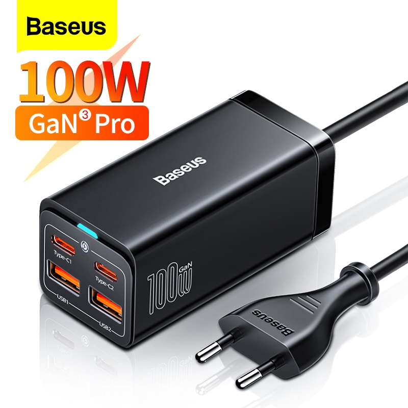 Baseus GaN 100W 65W Desktop Carregador De Carga Rápida 4.0 QC 3.0 PD USB-C Tipo De Carregamento Rápido Para O Telefone Móvel Laptop