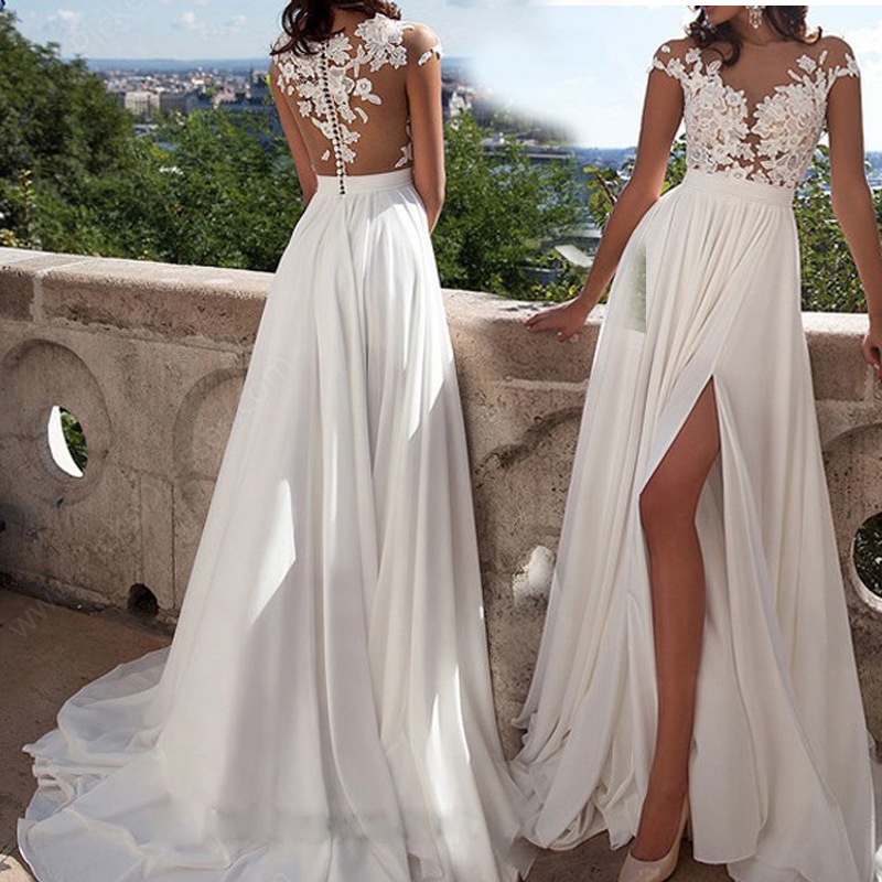 make it flat Perforate Disgust Novos vestidos de noiva europeus e americanos vestidos de noite de renda  sexy zA2y | Shopee Brasil