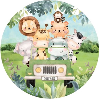 Painel Redondo Tecido Sublimado Safari Baby 1,20