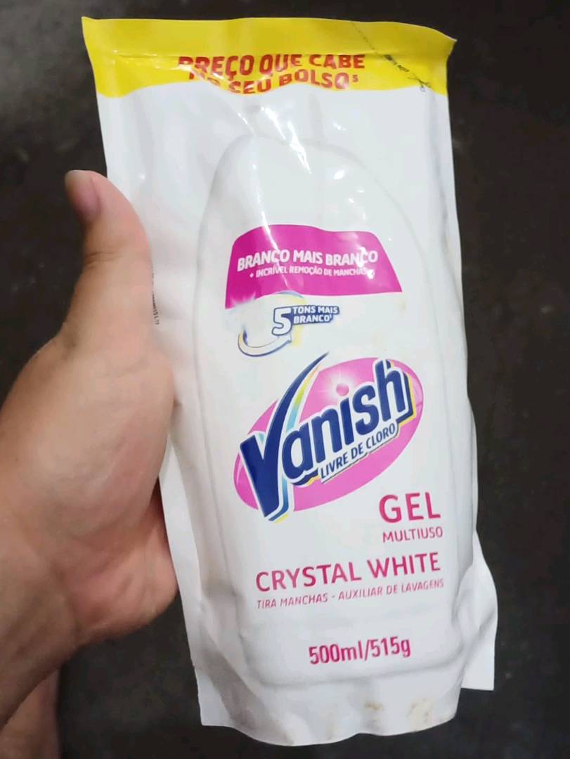 Tira Manchas em Gel Vanish Crystal 500ml Refil Econômico para roupas brancas