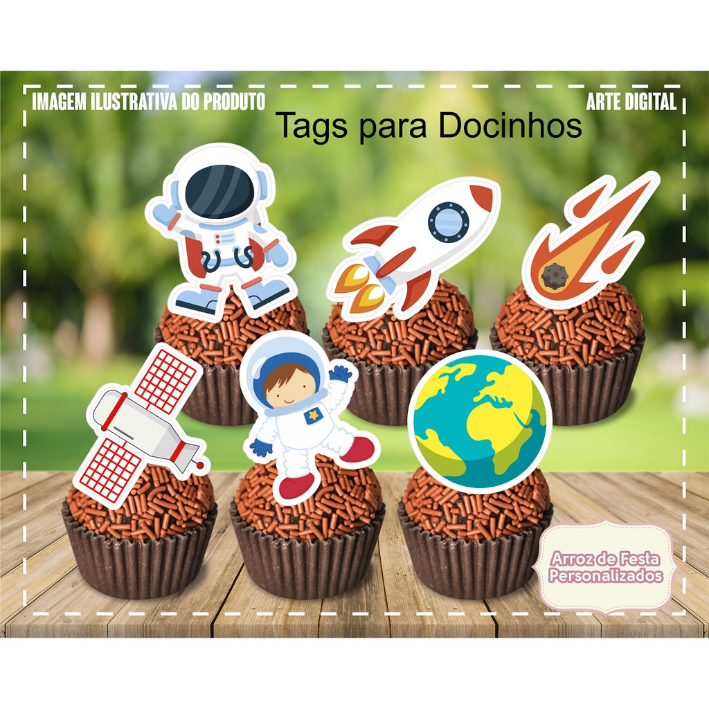 Tags Toppers para Doces Docinho Astronauta