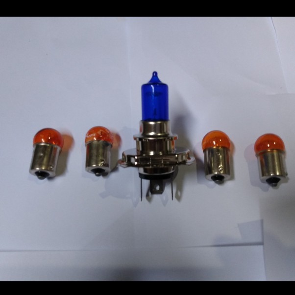 Lâmpada farol Biodo h4 azul + 4 lâmpada pisca seta amarelo Titan cg fan 125 150 160 tornado Bros  ybr XTz Lander
