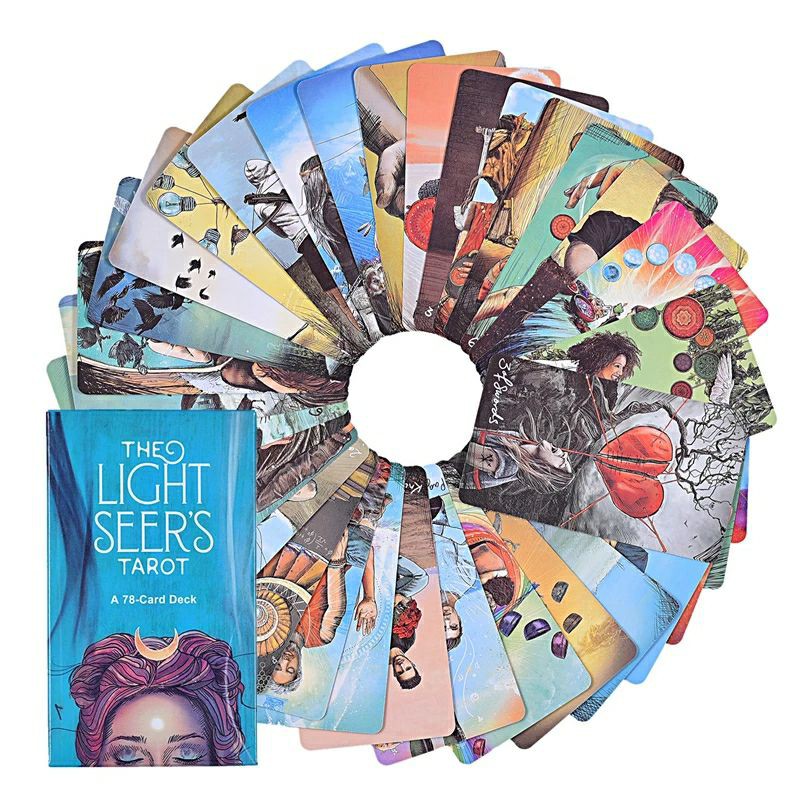 Tarot The Light Seer's – Baraja De 78 Cartas Con Bolsa De Terciopelo – Estilo Boho Contemporáneo – Incluye Guía PDF Mediante Código QR – Ideal Para Principiantes
