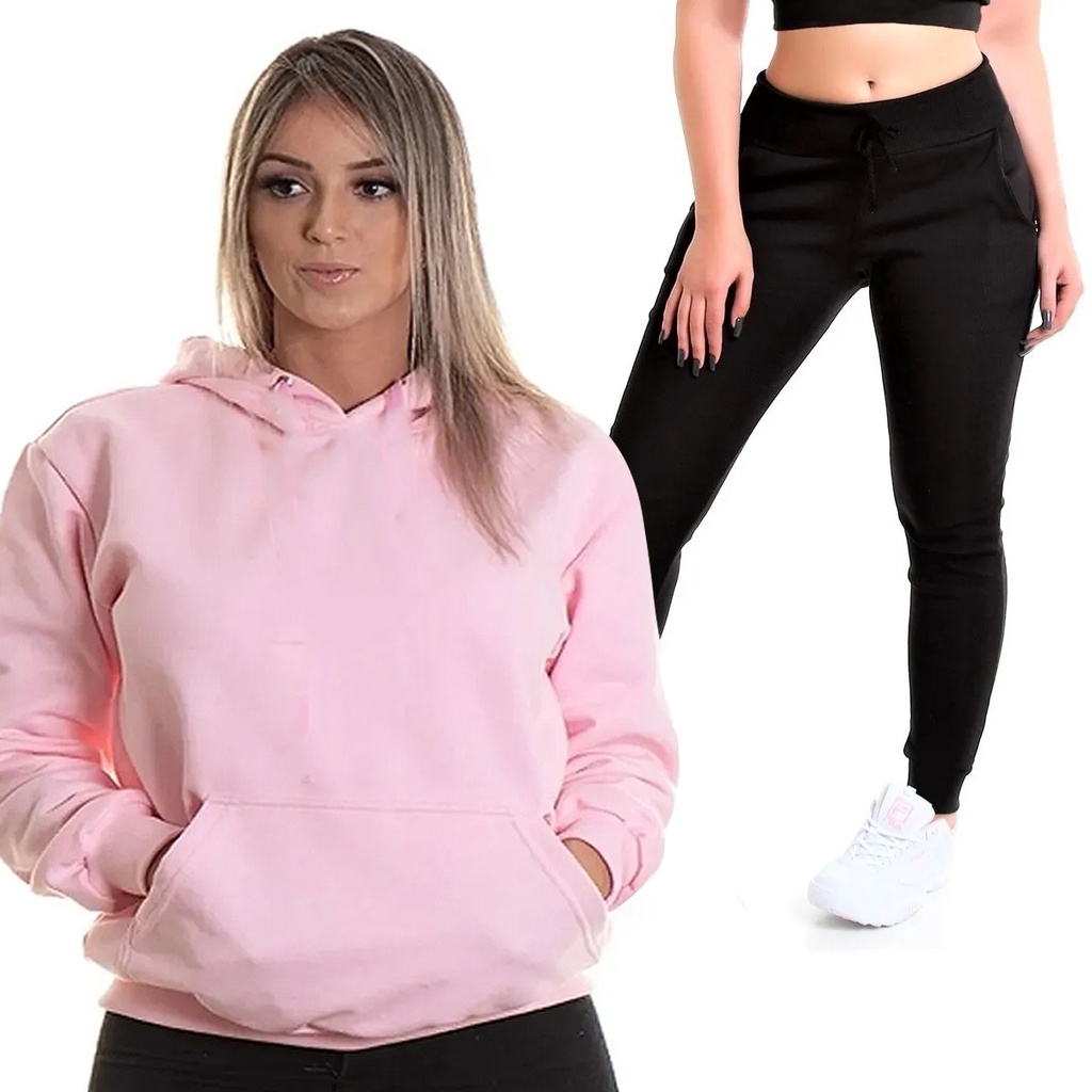 Abrigo conjunto de moletom feminino promoção de ótima qualidade