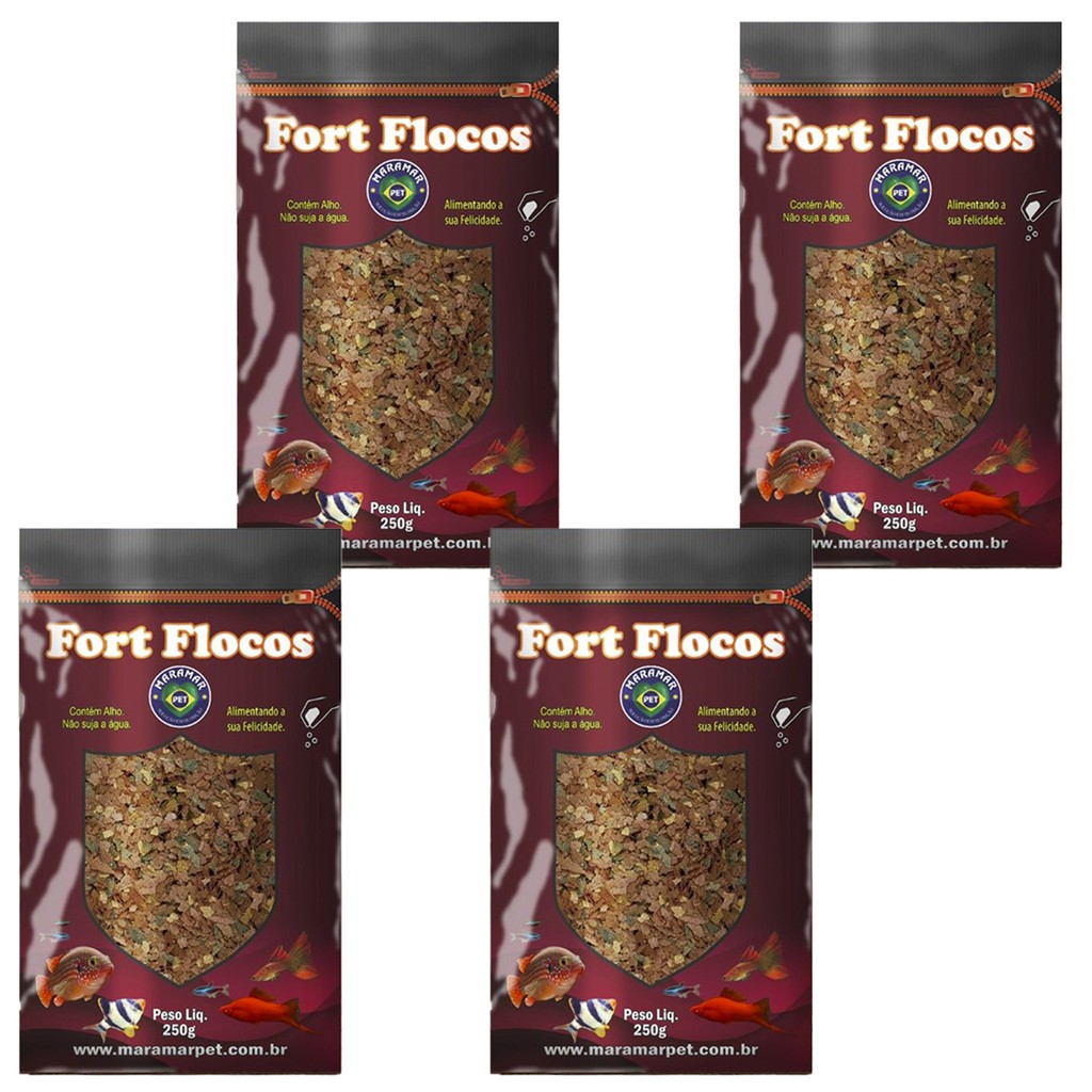 Ração Para Peixe Ornamentais Maramar Fort Flocos Água Doce Aquário 1kg Premium em Oferta na Shopee