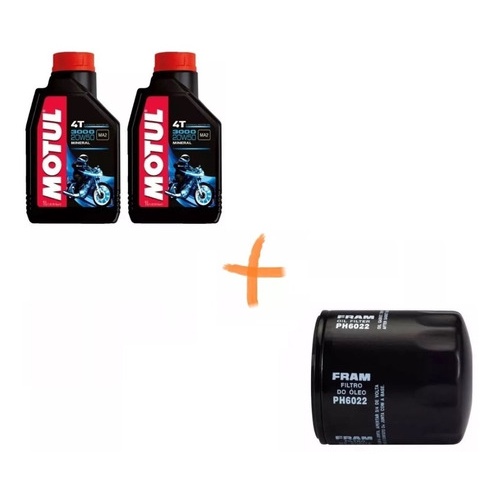 Filtro De Oleo Harley Ph6022 Fram Mais 2 Litros Motul 3000