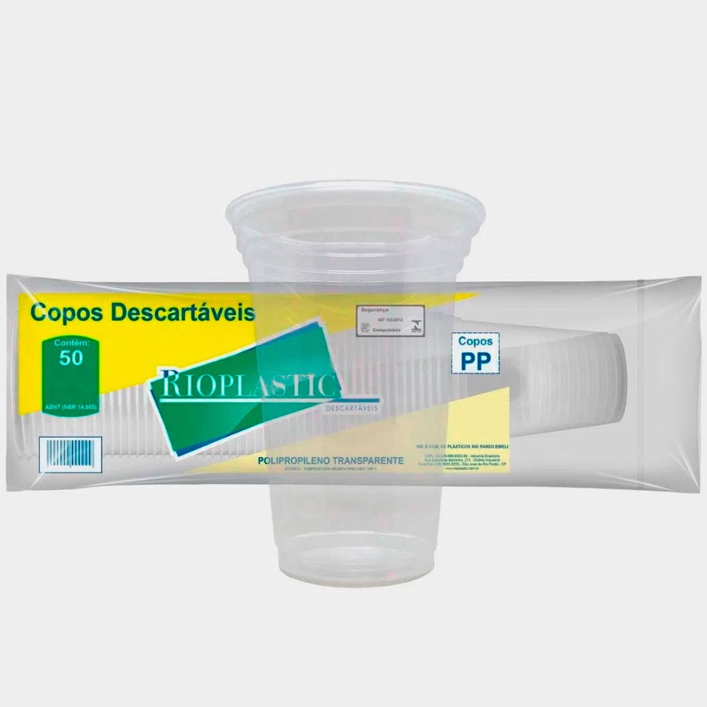 Copo Plástico PP Transparente Rioplastic 550ml 50und