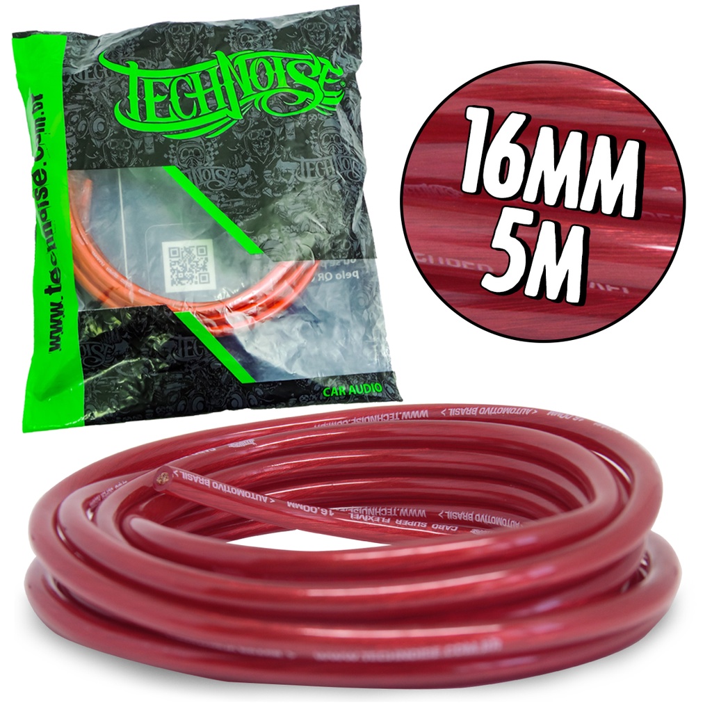 Cabo de Força Fio Bateria 16mm 5 Metros 100% Cobre Technoise em Oferta na Shopee