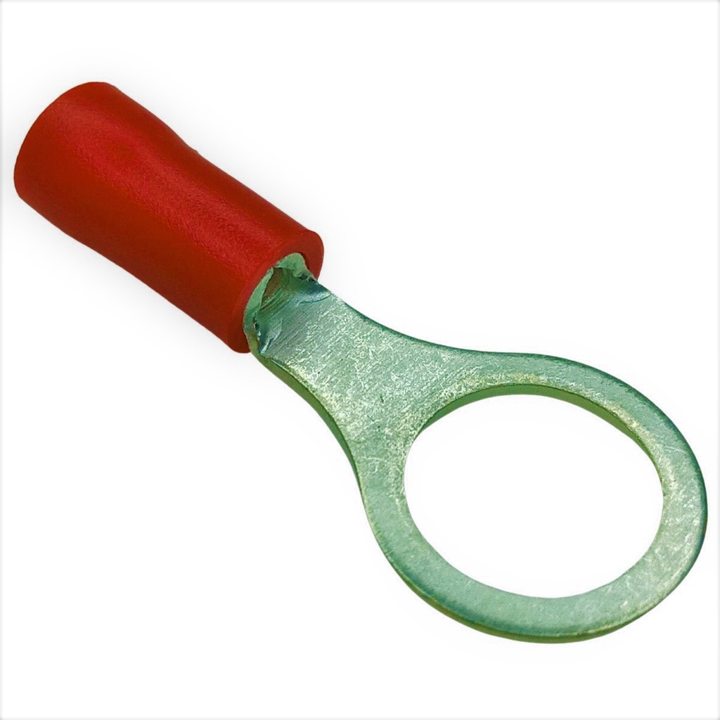 TERMINAL OLHAL ANEL ISOLADO 0,5 A 1,5MM² M8 VERMELHO 10 UNID