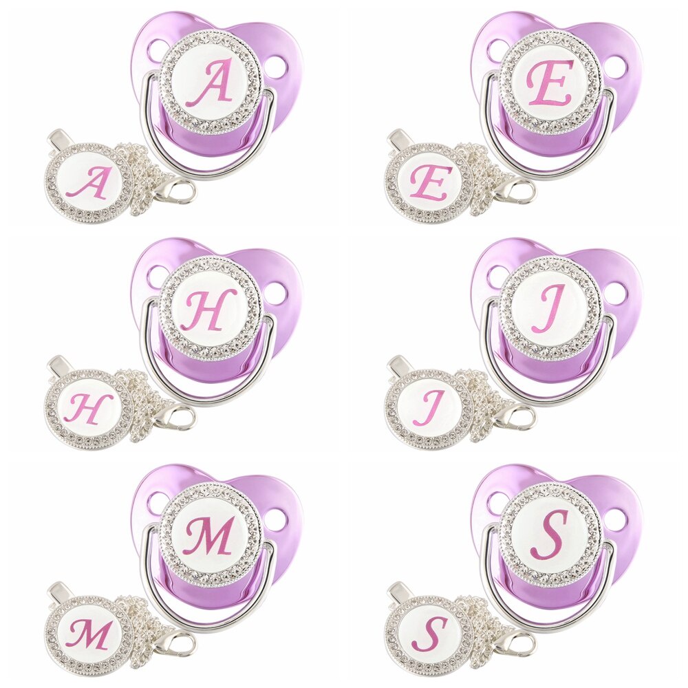 Luxe Pasgeboren Bebê Fopspeen Clips Strass 26 Letras Bijtring Siliconen Fóspeen Houder Kraamcadeu