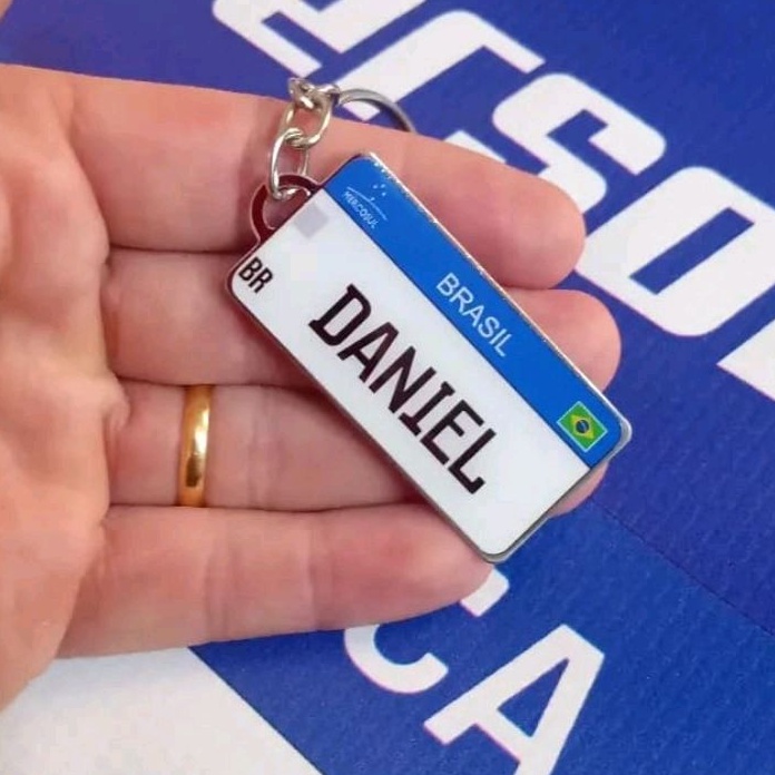 Chaveiro Nome frente e verso Personalizado Mercosul. em Oferta na Shopee