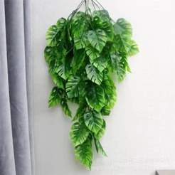 Planta Costela de Adao Pendurada Verde Artificial Parede Varanda p/ Decoracao Casamento Arranjos Decorar Festas FL668-12
