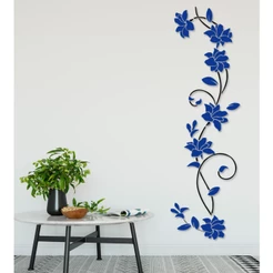 Adesivo de Parede Vinil Lavável Flor 3D Azul