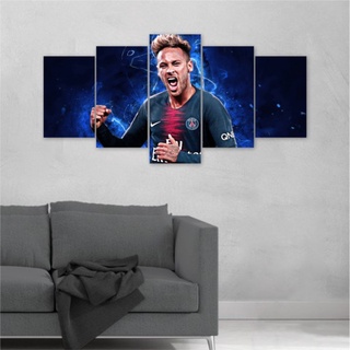 Quadro 5 peças Neymar Jr Paris Saint-Germain Ney